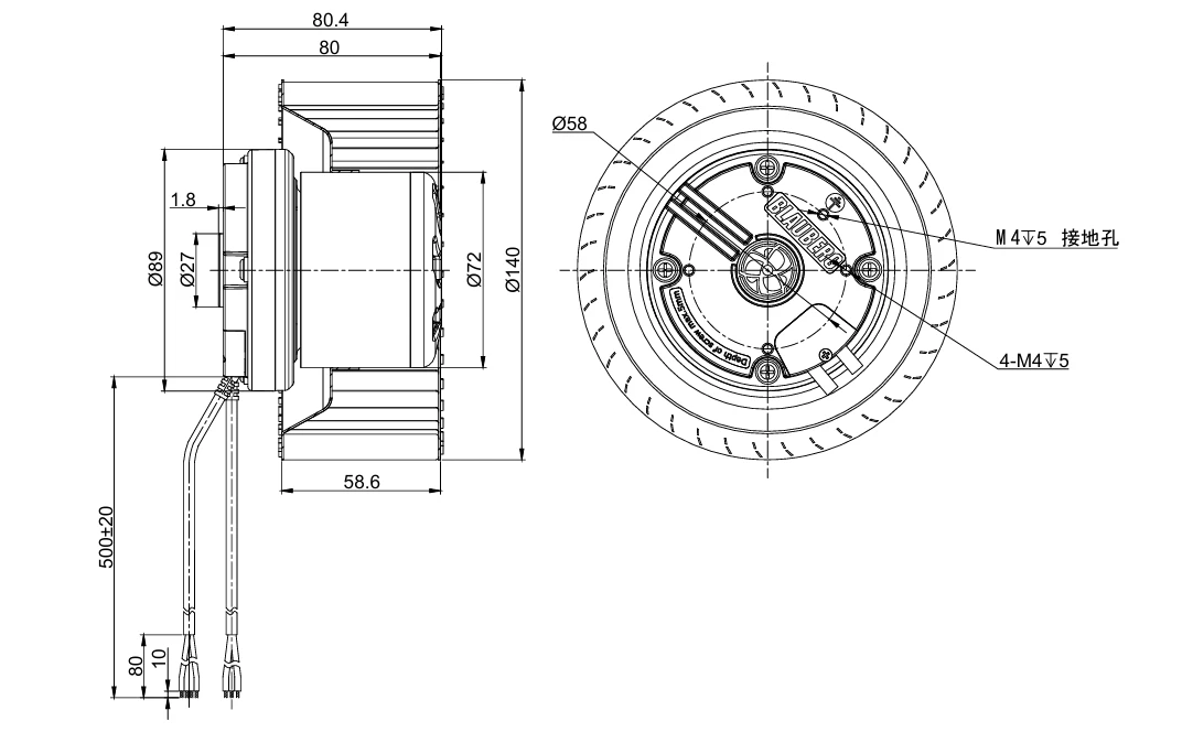 product-1-1 BL-F160B-EC-00 Overall Dimensions